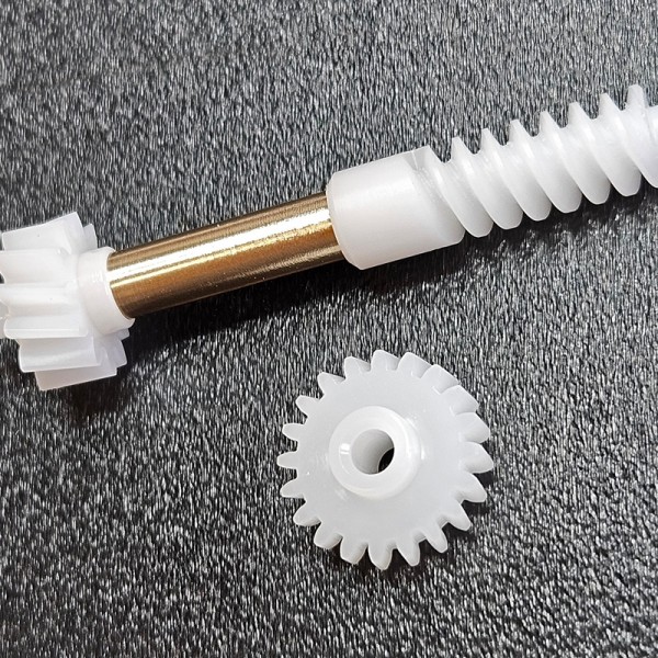 CNC machined and micro injection molded POM worm gear system